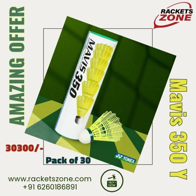 Yonex MAVIS 350 Green Cap Nylon Shuttlecock pack of -30